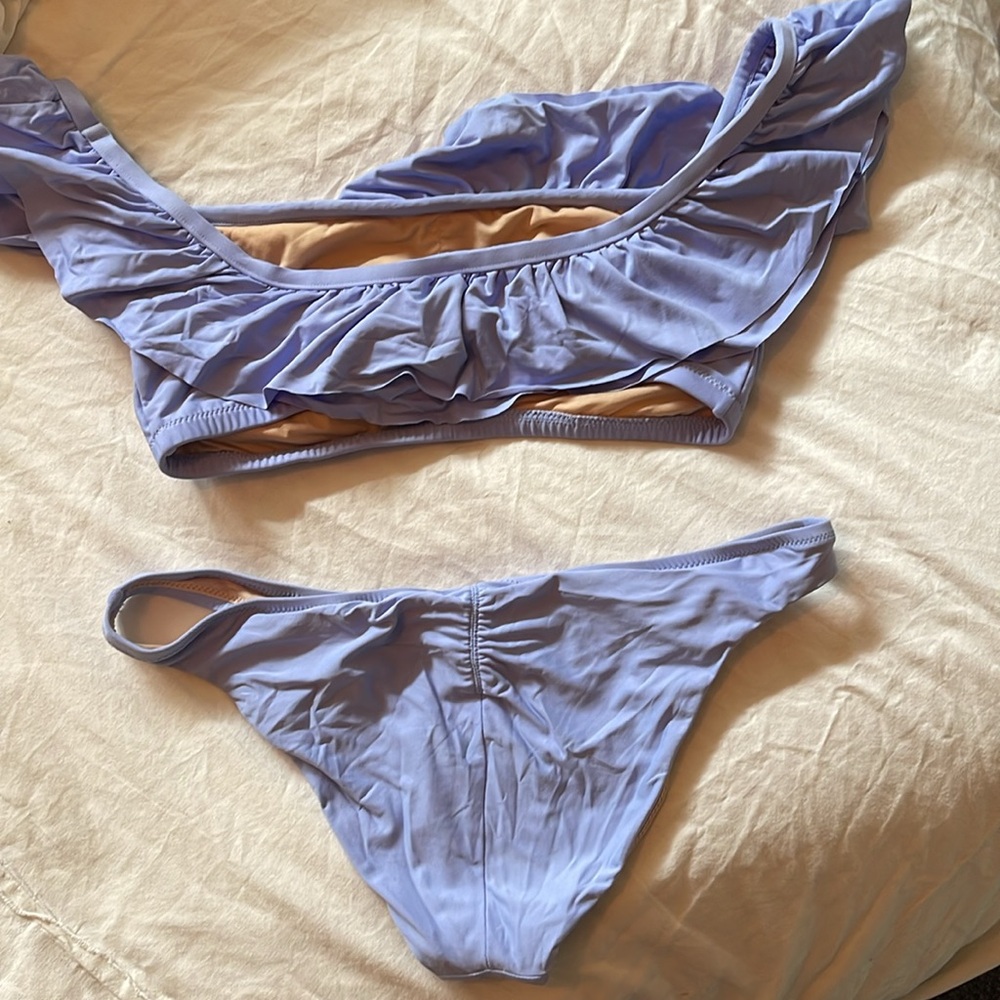 J. Crew Lavender Ruffle Off-Shoulder Bikini Set - Picture 2 of 3